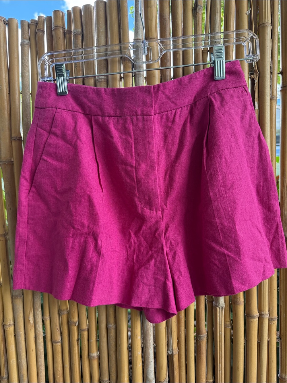 Zara Magenta High-Waist Tailored Bermuda Shorts